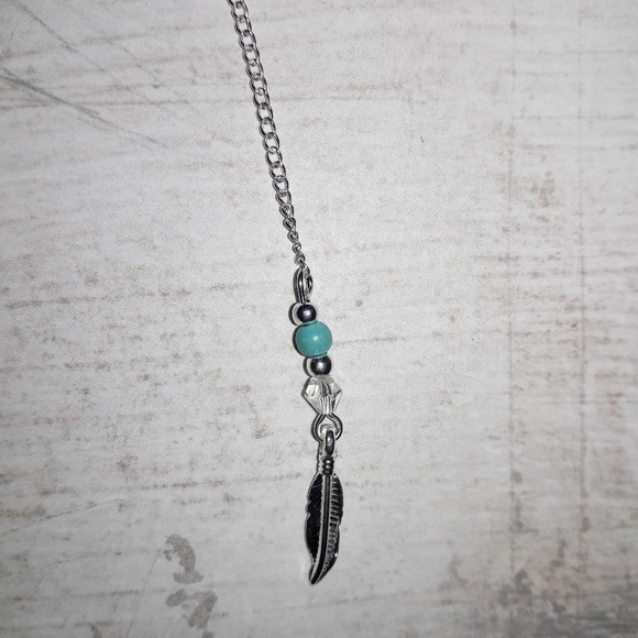 Silver Turquoise Feather Festival Boho Earings - Picture 2 of 4